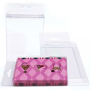 4 1/2" x 1/2" x 5 7/8" Clear Hanging Soft-Fold Boxes (25 Pieces)