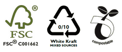 FSC Certified - 100% Recycled - Compostable