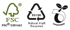 FSC Certified - 100% Recycled - Compostable