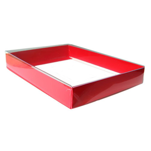 A6/6 Bar Clear Lid Boxes with Red Base (6 11/16 x 4 15/16 x 1")