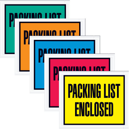 Full Face "Packing List Enclosed" Packing Envelopes