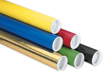 3" x 36" Colored Mailing Tubes with Caps 24/Carton