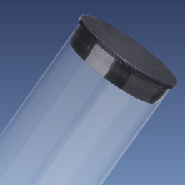 1 1/4" Black Packaging Tube Cap for 1.363" Clear Tube