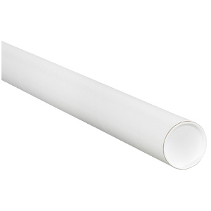 1.5" x 16" White Mailing Tubes with Caps 50/Carton
