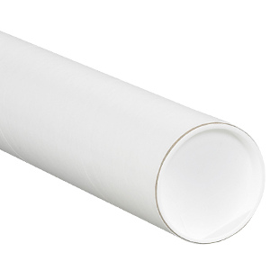 4" x 12" White Mailing Tubes with Caps 15/Carton
