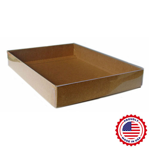 5 Kraft Paper Box Bases With Clear Sleeves, A2 Size, 4 1/2 X 1 X 6 for  Photos, Greeting Cards, Invitations, Etc 