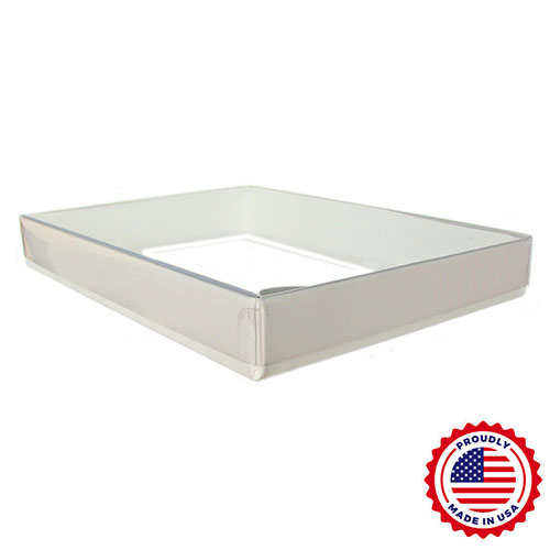 A2/5.5 Bar Clear Lid Boxes with White Base 1"