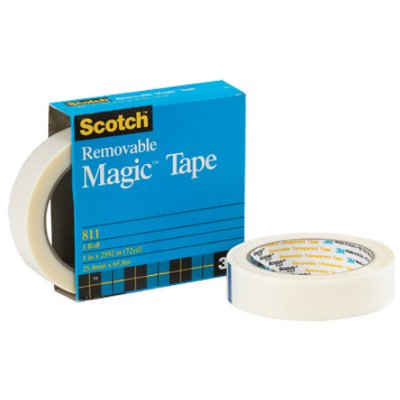 1" x 72 Yards Scotch 811 Magic Tape (Removable) 12 Rolls/Case