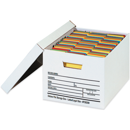 Auto-Lock Letter/Legal File Storage Box w/Lid 12/Cs