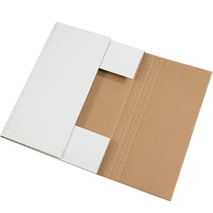 15" x 11 1/8" x 2" White Easy-Fold Mailers 50/Bundle