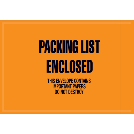 4 1/2" x 6" Mil-Spec "Packing List Enclosed"  Envelope 1000/Case