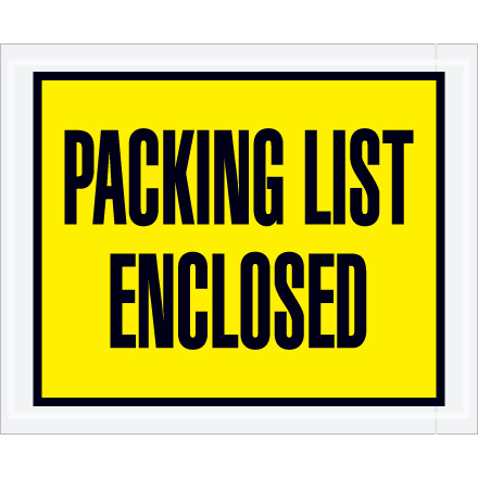 4.5" x 5.5" Yellow Full Face "Packing List Enclosed" Envelopes 1000/Case