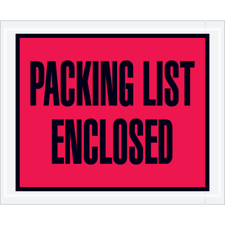 4.5" x 5.5" Red Full Face "Packing List Enclosed" Envelopes 1000/Case