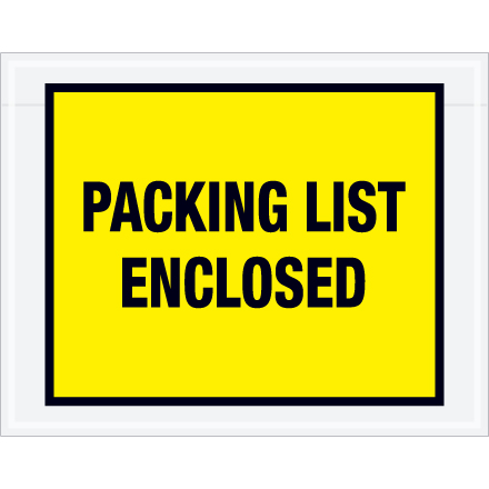 7" x 5.5" Yellow Full Face "Packing List Enclosed" Envelopes 1000/Case