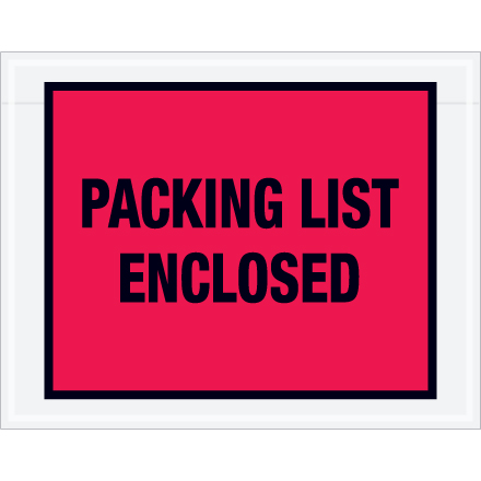 7" x 5.5" Red Full Face "Packing List Enclosed" Envelopes 1000/Case