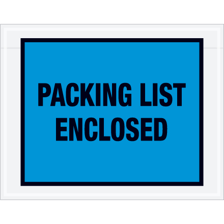 7" x 5.5" Blue Full Face "Packing List Enclosed" Envelopes 1000/Case