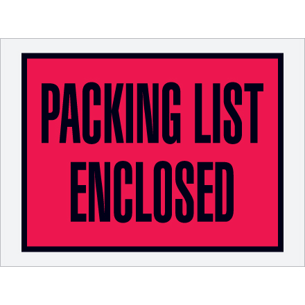 4.5" x 6" Red Full Face "Packing List Enclosed" Envelopes 1000/Case