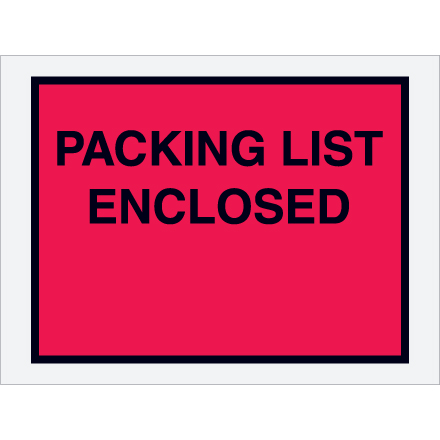 4.5" x 6" Red Full Face "Packing List Enclosed" Envelopes 1000/Case