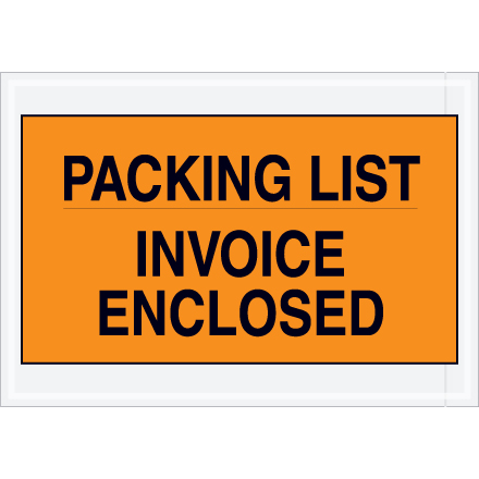 7" x 10" Orange "Packing List/Invoice Enclosed" Envelope 1000/Case