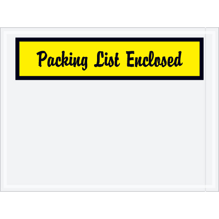 4 1/2" x 6" Yellow Script "Packing List Enclosed" Envelopes 1000/Case