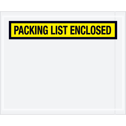 4 1/2" x 5 1/2" Yellow "Packing List Enclosed" Envelopes 1000/Case