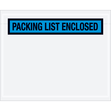 4 1/2" x 5 1/2" Blue "Packing List Enclosed" Envelopes 1000/Case
