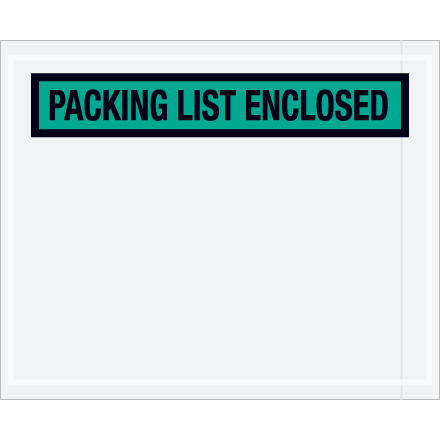4 1/2" x 5 1/2" Green "Packing List Enclosed" Envelopes 1000/Case