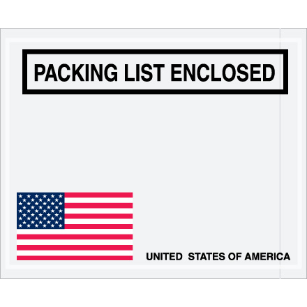 4 1/2" x 5 1/2" Flag "Packing List Enclosed" Envelope 1000/Case