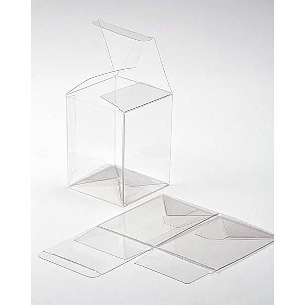 Clear PVC Plastic Favor Box with Card Bottom 4x4x6 inch (12 Pieces)