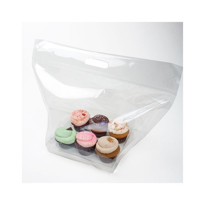17 15/16" x 9" x 12 1/8" Zip Handle Cupcake Bags for Six (100 Pieces)