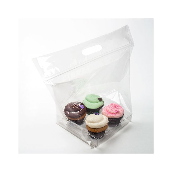 14 1/2" x 7" x 11 1/4" Zip Handle Cupcake Bags for Four (100 Pieces)