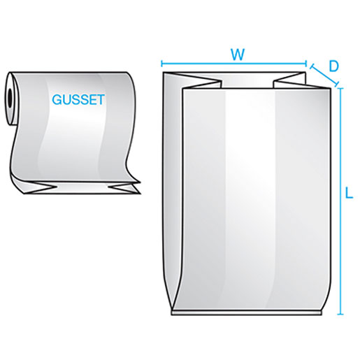 600 Pack Clear Poly Gusset Bags on Roll 12 x 10 x 30