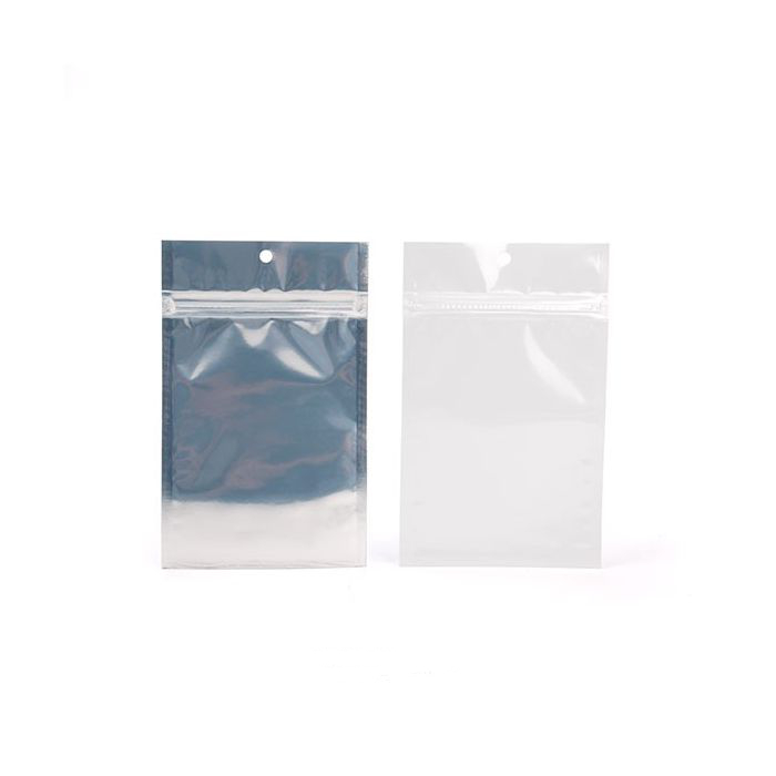 3 5/8" x 5" White Backed Metallized Hanging Zipper Barrier Bags (100 Pieces)