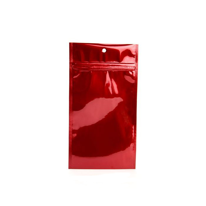 4" x 6 1/2" Red Metallized Hanging Zipper Barrier Bags (100 Pieces)