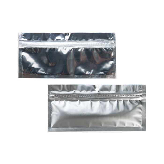 5 1/2" x 1 3/4" Silver Backed Metallized Hanging Zipper Barrier Bags (100 Pieces)