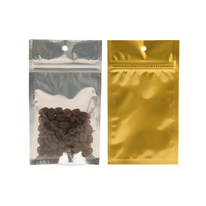 3" x 4 1/2" Gold Backed Metallized Hanging Zipper Barrier Bags (100 Pieces)