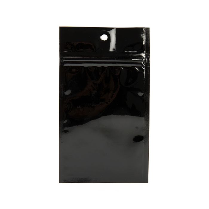 3" x 4 1/2" Black Metallized Hanging Zipper Barrier Bags (100 Pieces)