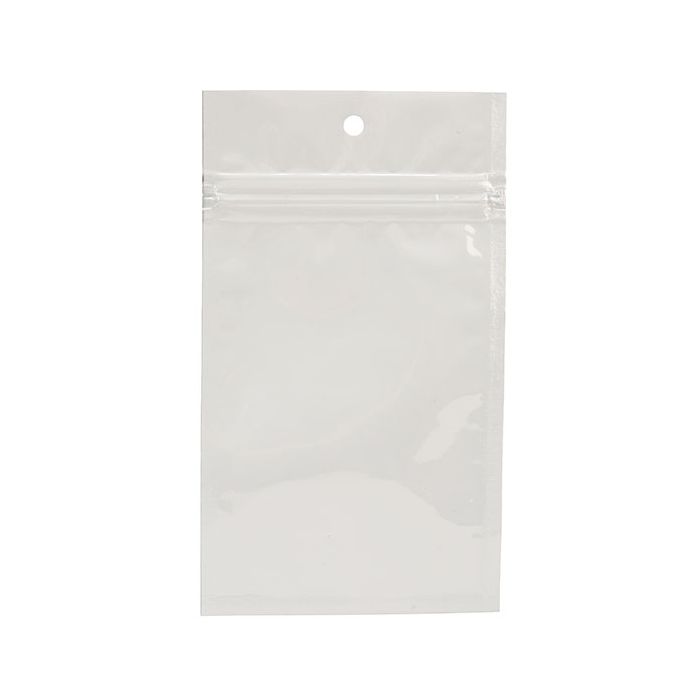 3" x 4 1/2" White Metallized Hanging Zipper Barrier Bags (100 Pieces)