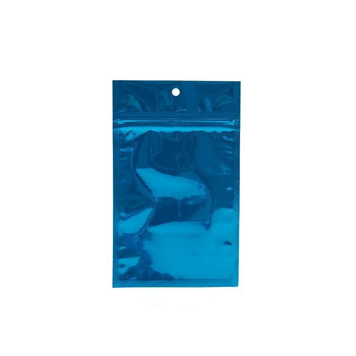 3 5/8" x 5" Blue Metallized Hanging Zipper Barrier Bags (100 Pieces)