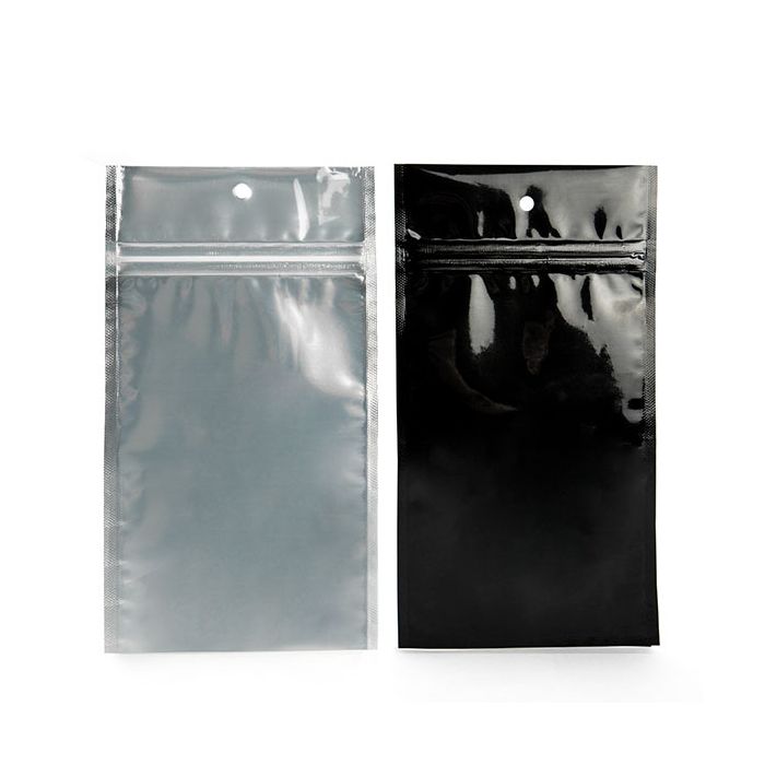 4" x 6 1/2" Black Backed Metallized Hanging Zipper Barrier Bags (100 Pieces)