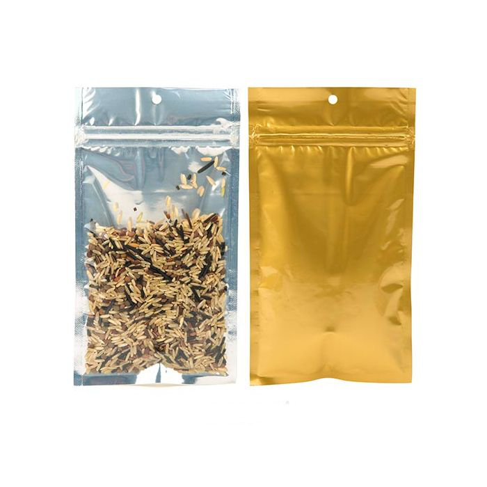 4" x 6 1/2" Gold Backed Metallized Hanging Zipper Barrier Bags (100 Pieces)