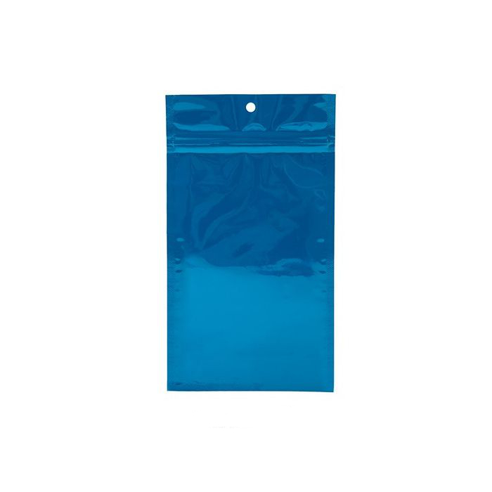 4" x 6 1/2" Blue Metallized Hanging Zipper Barrier Bags (100 Pieces)