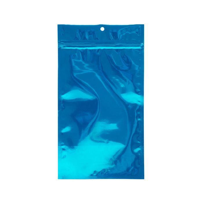 5" x 8 3/16" Blue Metallized Hanging Zipper Barrier Bags (100 Pieces)