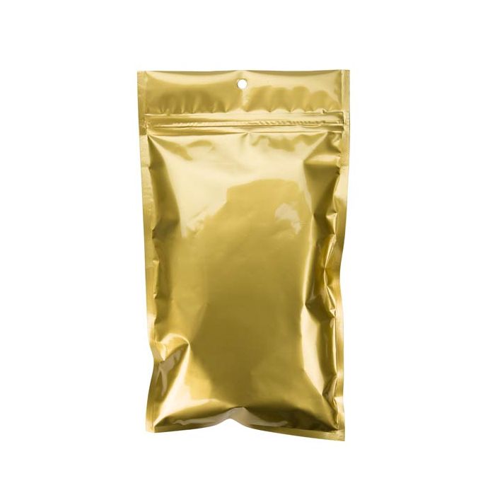 5" x 8 3/16" Gold Metallized Hanging Zipper Barrier Bags (100 Pieces)