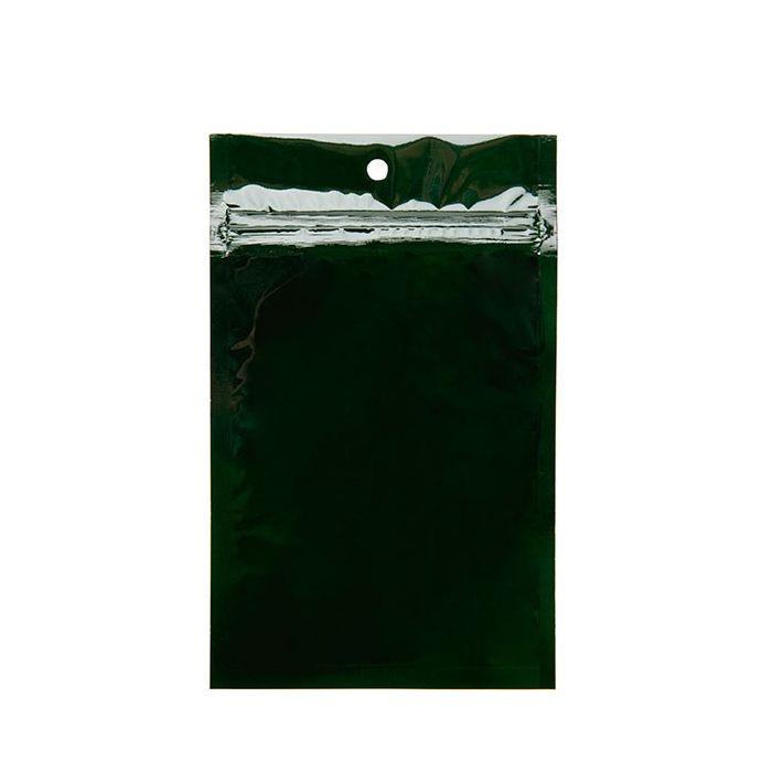 3 5/8" x 5" Hunter Green Metallized Hanging Zipper Barrier Bags (100 Pieces)