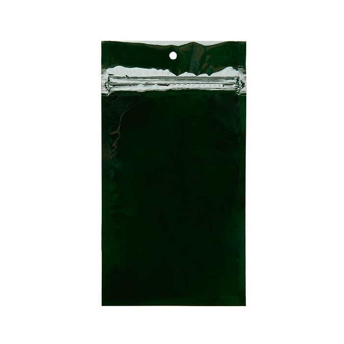 4" x 6 1/2" Hunter Green Metallized Hanging Zipper Barrier Bags (100 Pieces)