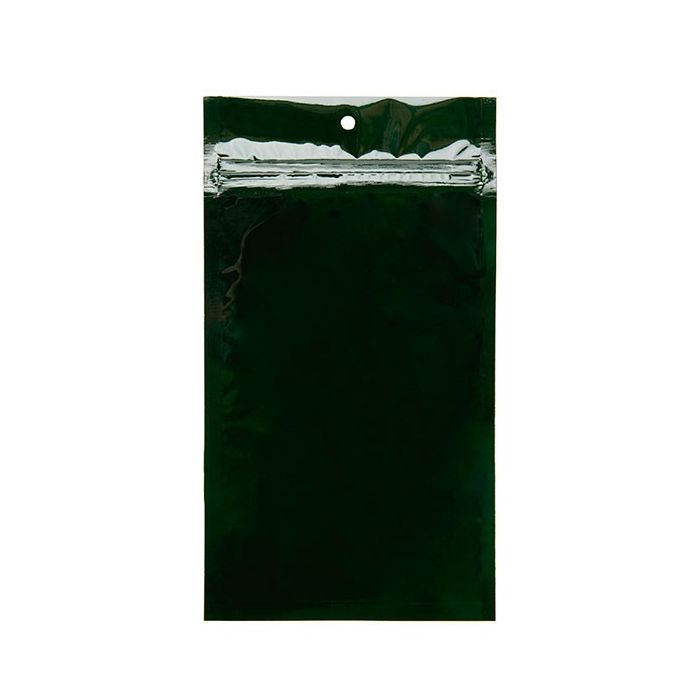 5" x 8 3/16" Hunter Green Metallized Hanging Zipper Barrier Bags (100 Pieces)