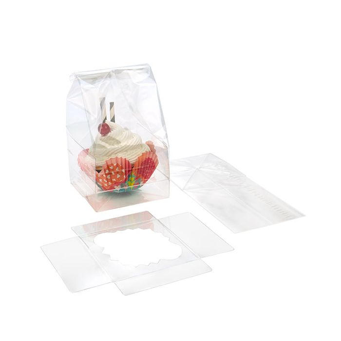 Choice 4-Compartment Clear OPS Plastic Jumbo Cupcake / Muffin Container -  150/Case