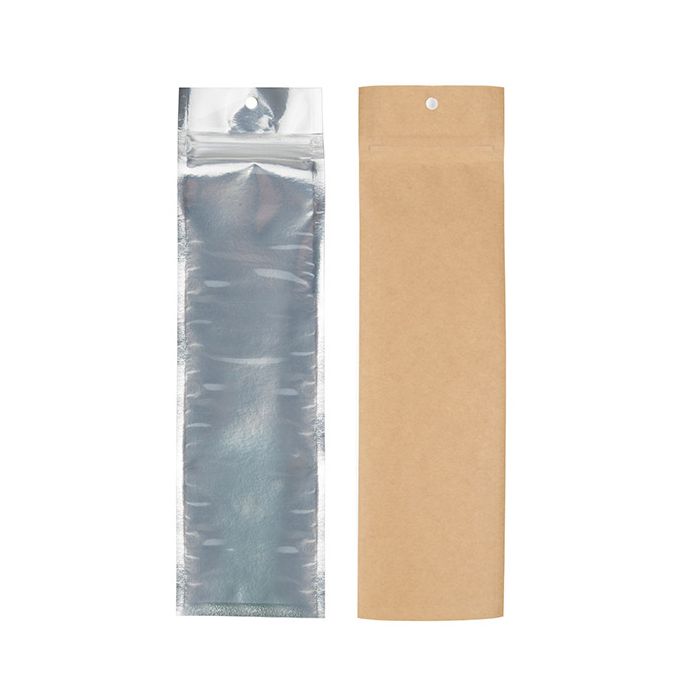 2 1/2" x 9" Kraft Backed Metallized Hanging Zipper Barrier Bags (100 Pieces)