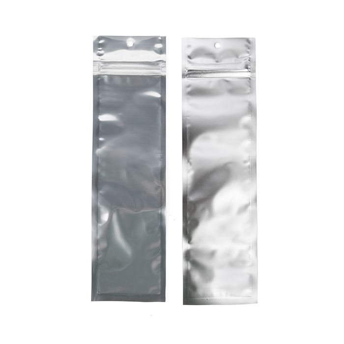 2 1/2" x 9" Silver Backed Metallized Hanging Zipper Barrier Bags (100 Pieces)